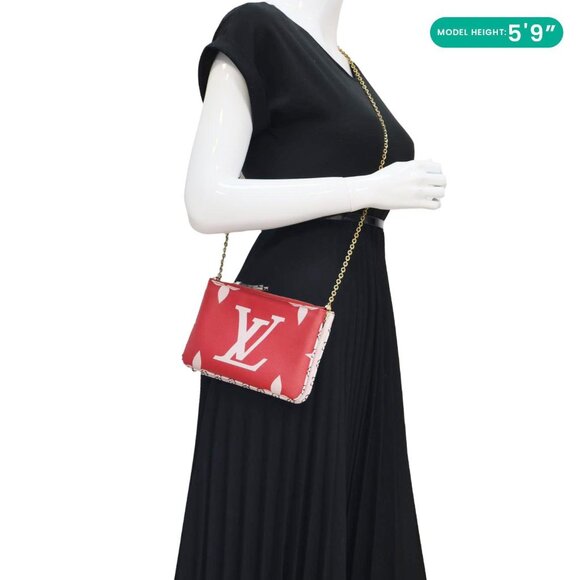 Louis Vuitton  Double Zip Pochette Giant Monogram Jungle Crossbody Bag Red - Picture 2 of 16